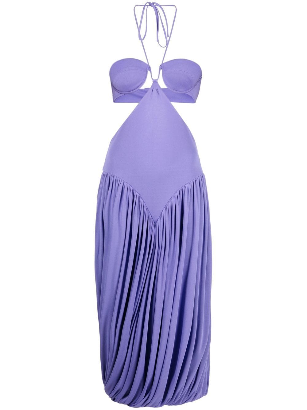 Shop Stella Mccartney Triangle-bra Halterneck Midi Dress In Purple