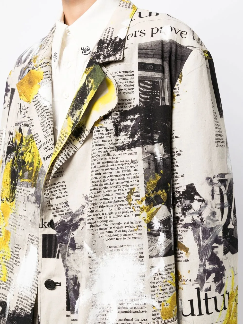Yohji Yamamoto newspaperprint Coat Farfetch