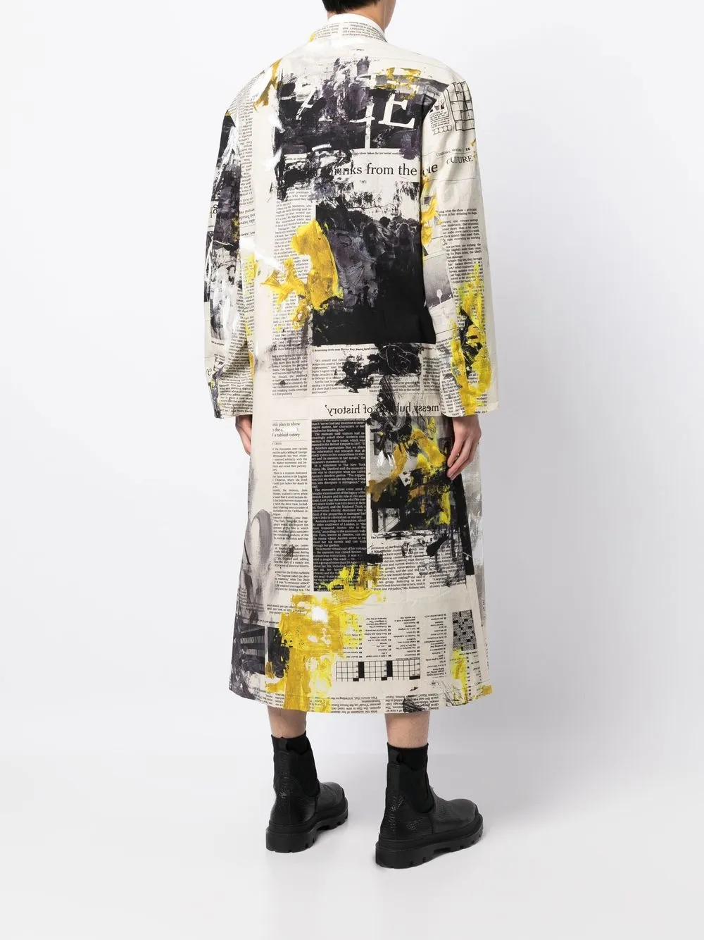 Yohji Yamamoto newspaperprint Coat Farfetch