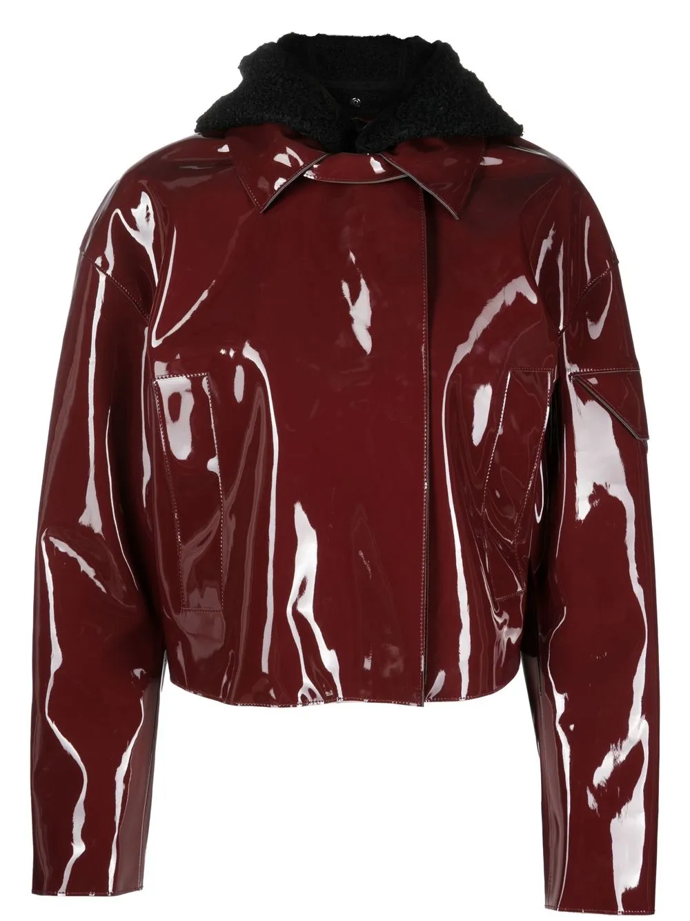 

1017 ALYX 9SM high-shine PVC cropped moto jacket - Red