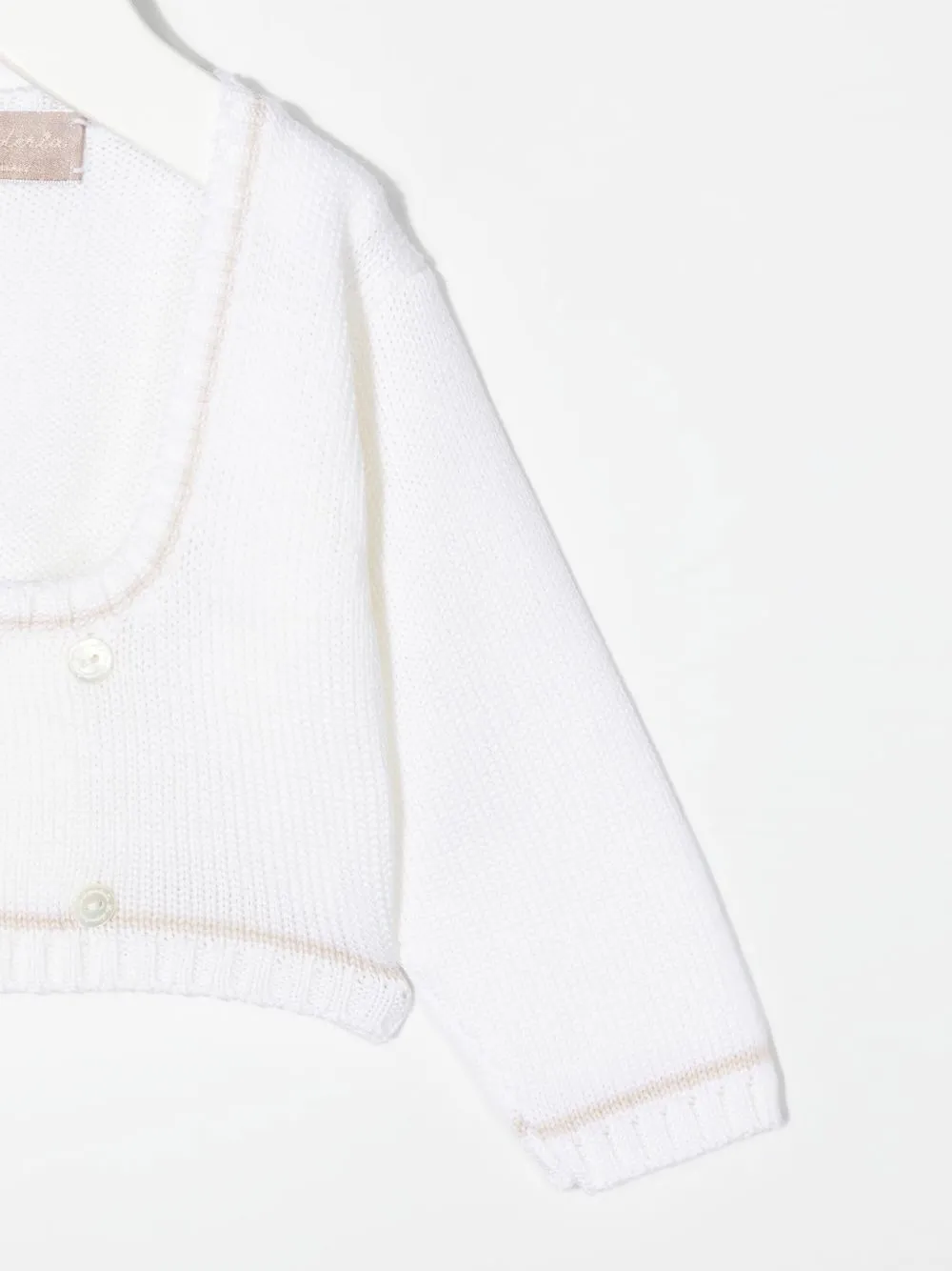 Shop La Stupenderia Double-breasted Crop Cardigan In White