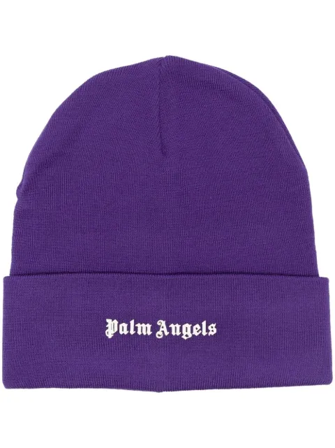 Palm Angels logo-print knit beanie