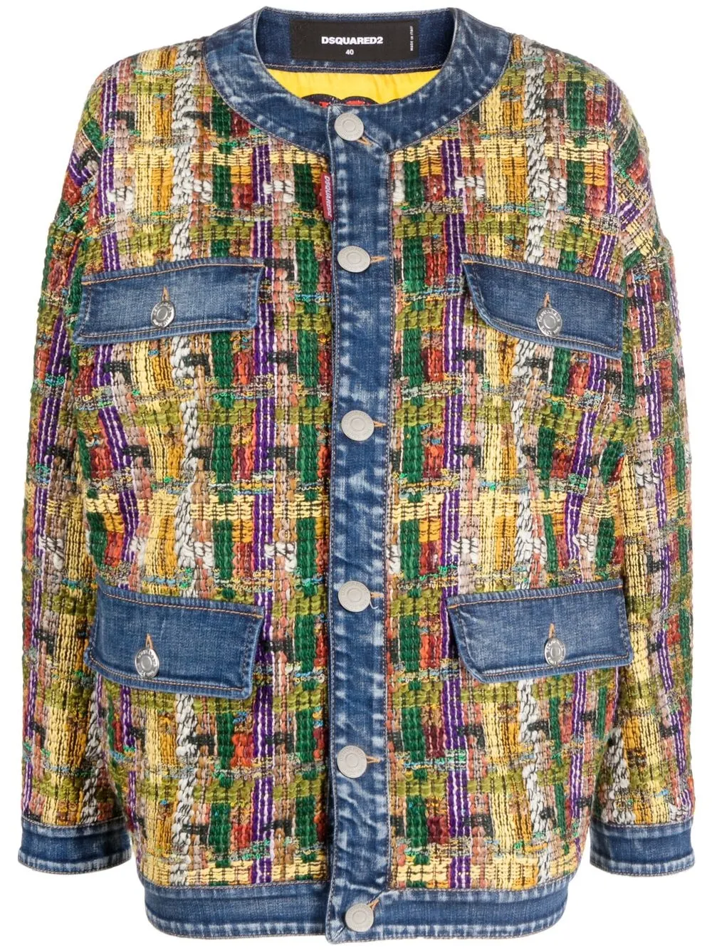 Dsquared2 Patchwork Buttoned Denim Jacket - Farfetch