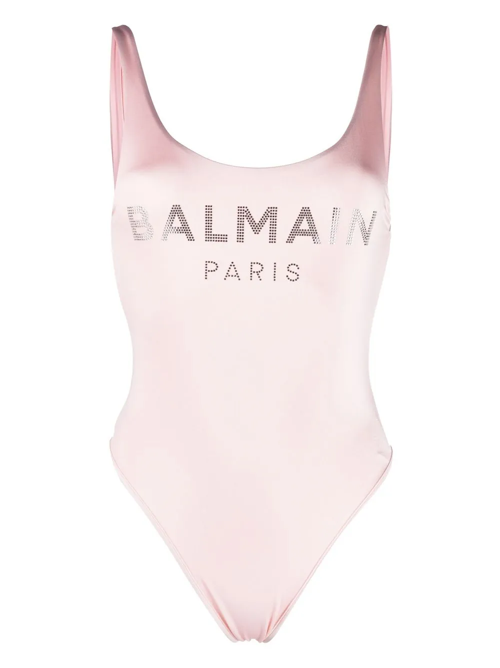 

Balmain gem-logo U-neck swimsuit - Pink