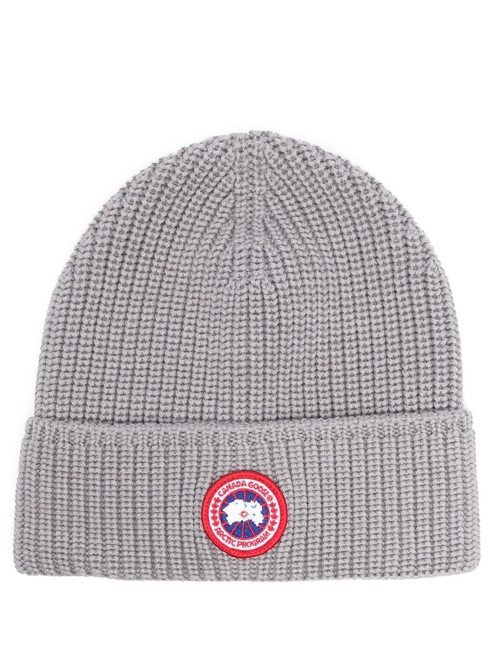 Canada Goose logo-patch ribbed beanie - Grey