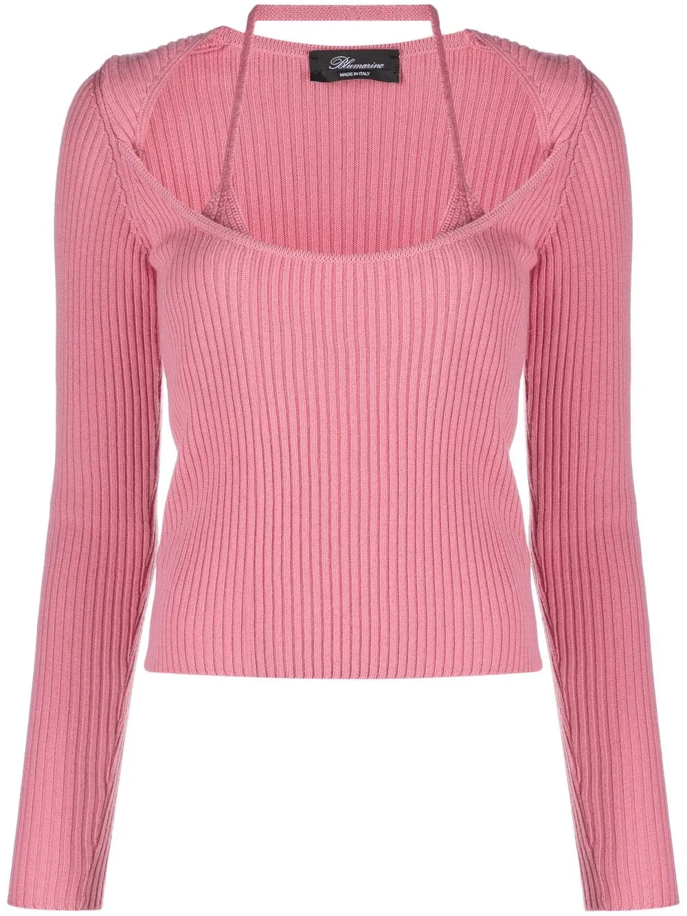 

Blumarine top tejido de canalé manga larga - Rosado