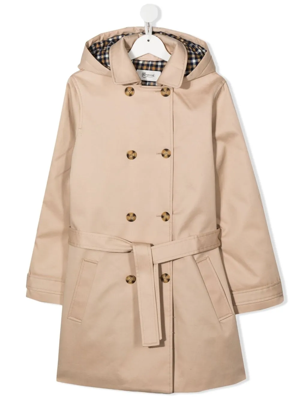 

Bonpoint TEEN Aida double-breasted hooded trench coat - Neutrals