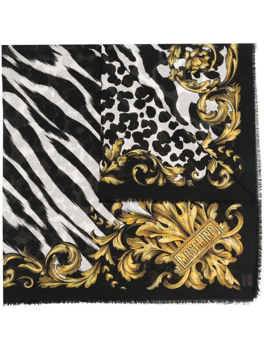 

Moschino mascada con animal print - Negro