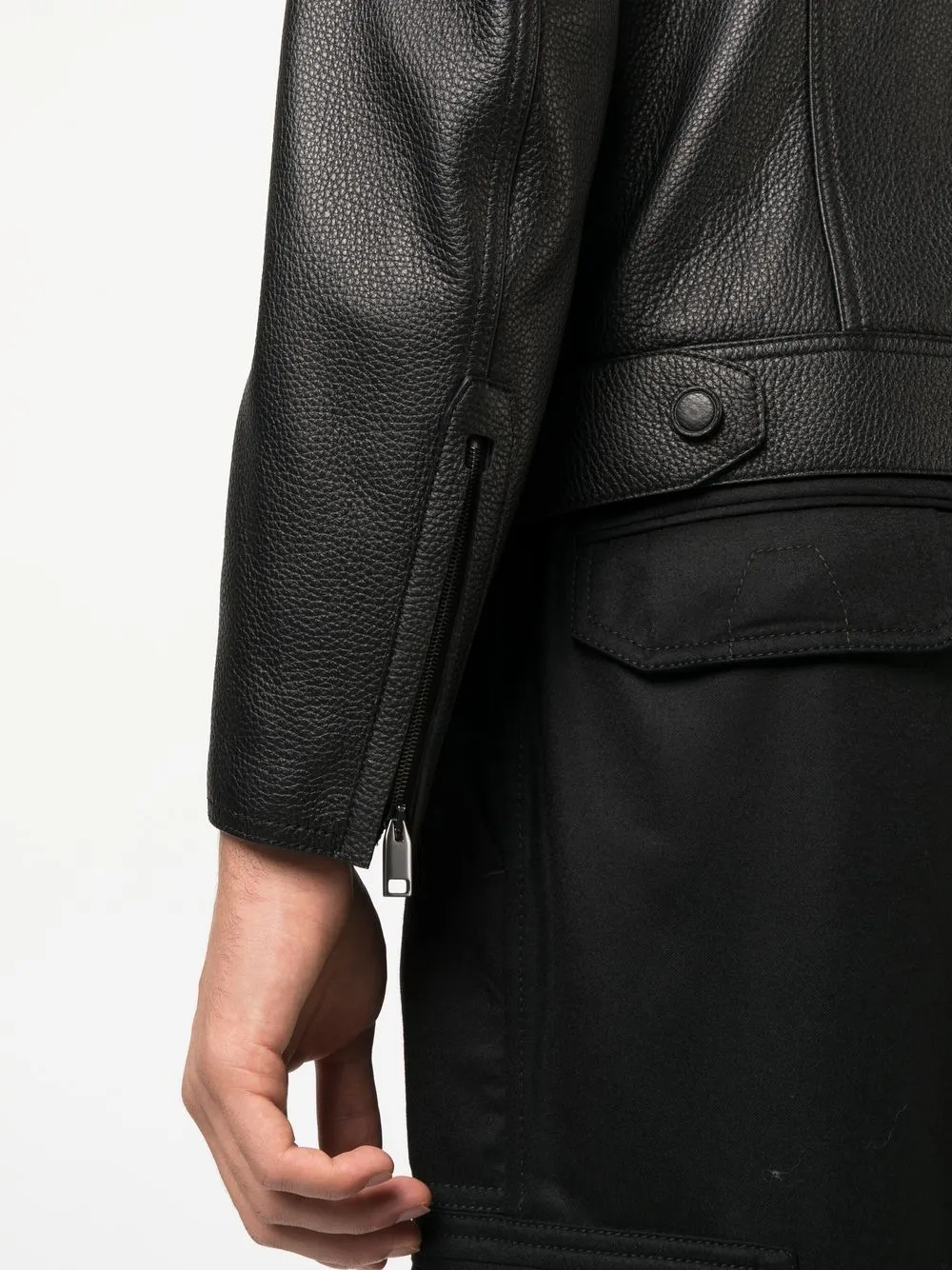 Brioni Zip-front Leather Jacket in Black, view 5