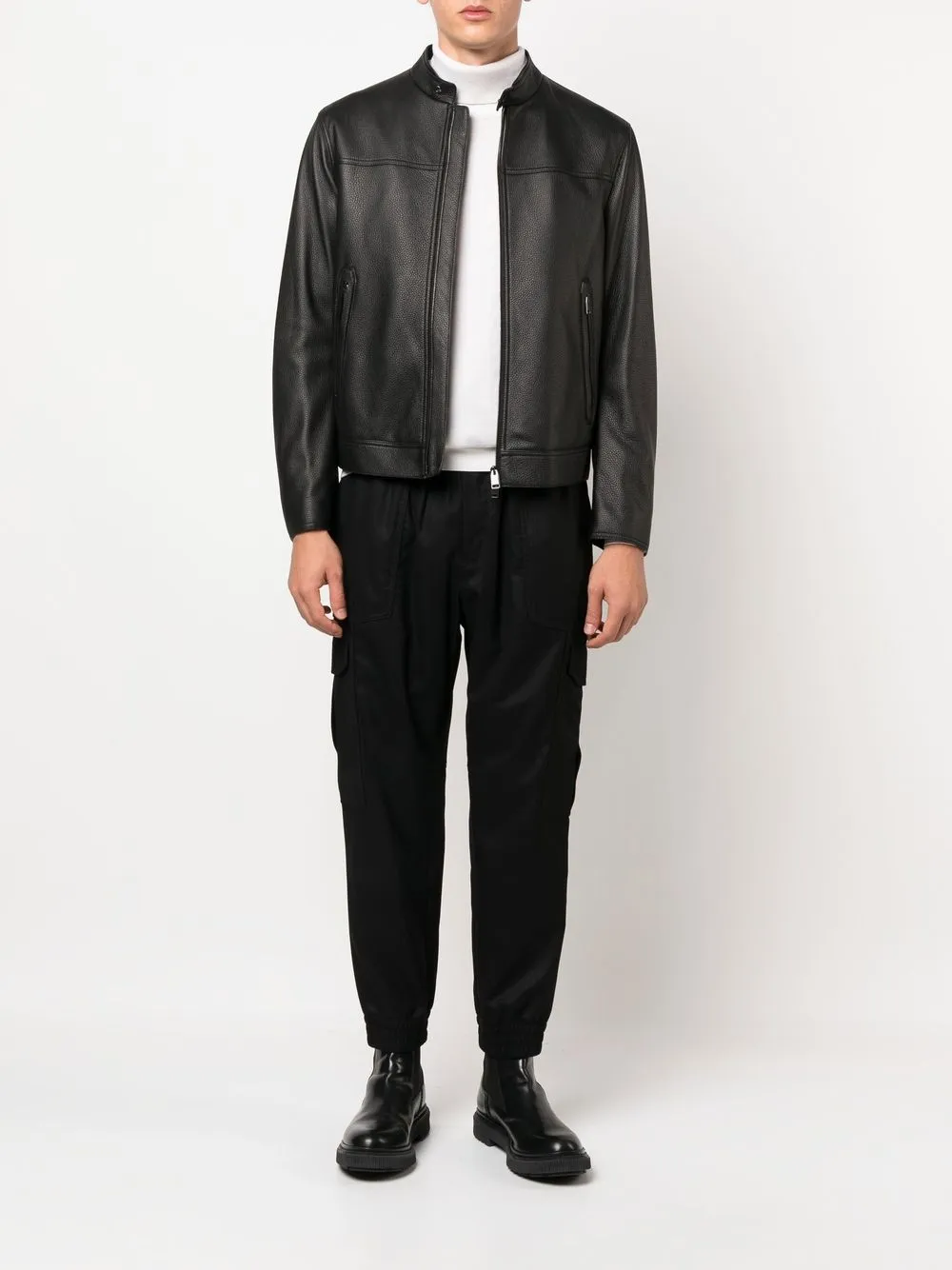 Brioni Leren jack - Zwart