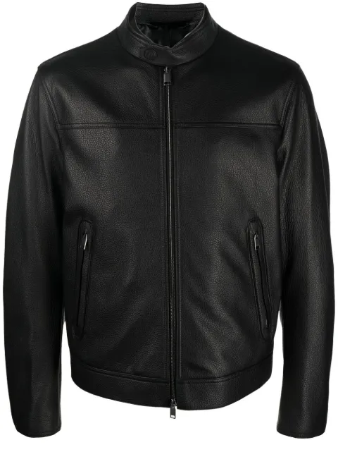 Brioni zip-front leather jacket