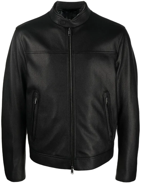 Brioni Zip-front Leather Jacket in Black