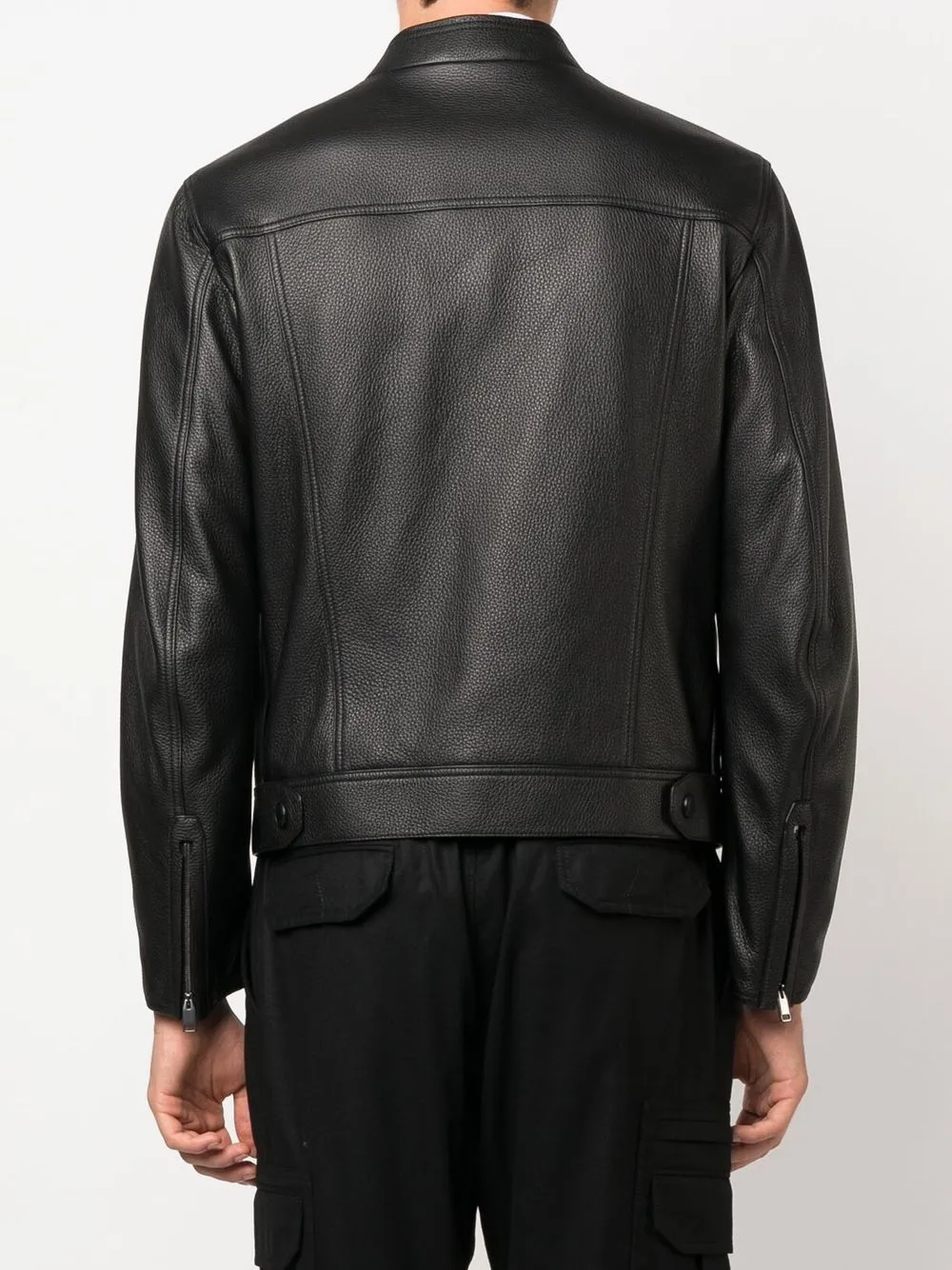 Brioni Zip-front Leather Jacket in Black, view 4