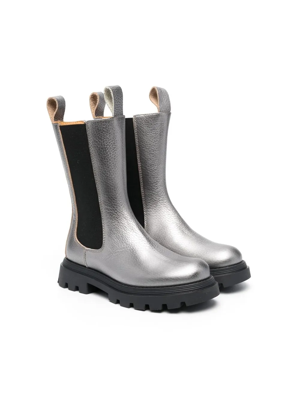 eleventy kids bottines en cuir à fini métallisé - gris