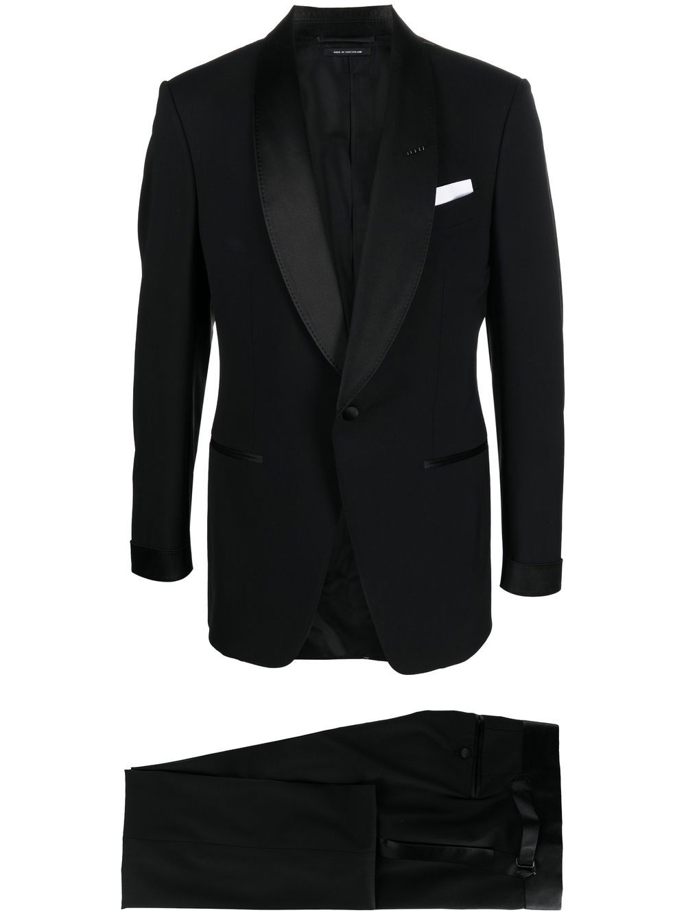 Shop Tom Ford Satin-trim Single-breasted Suit In Black