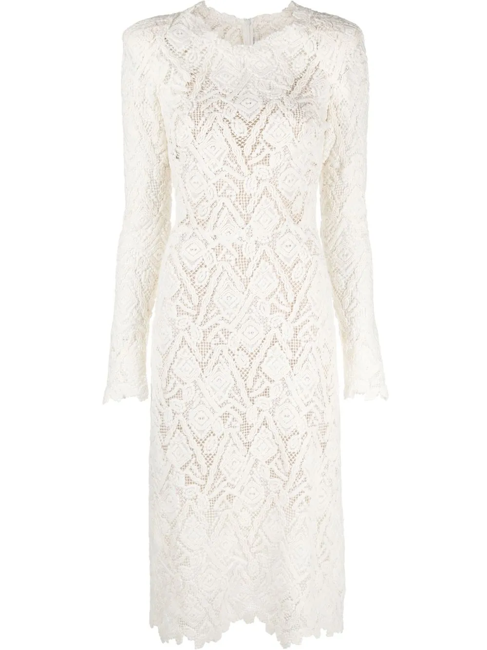 

Ermanno Scervino vestido midi con encaje floral - Blanco