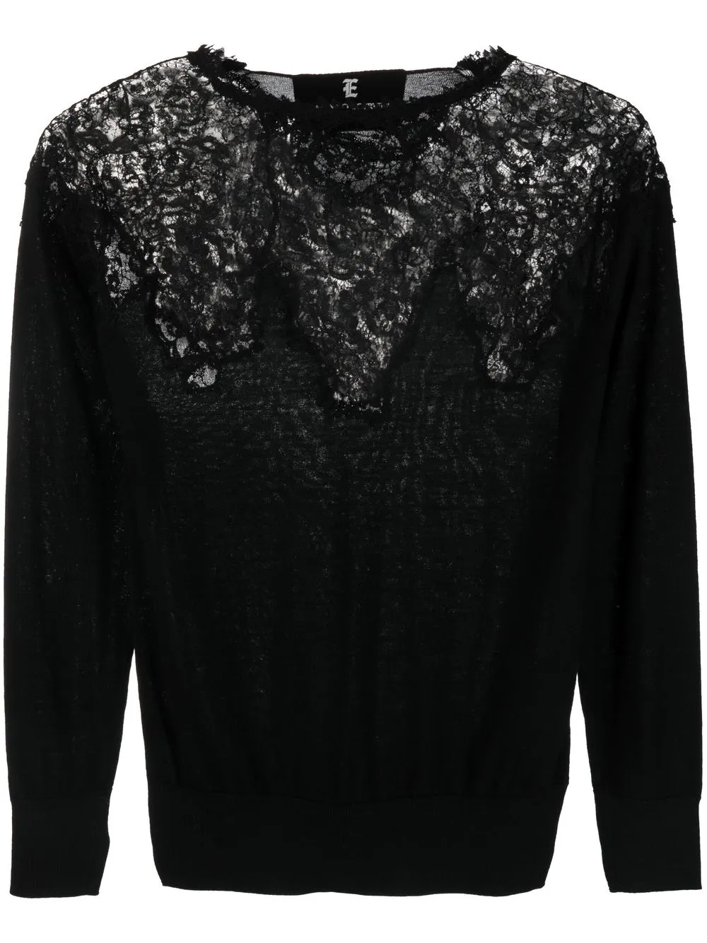 Shop Ermanno Scervino Knitted Lace-panel Jumper In Black