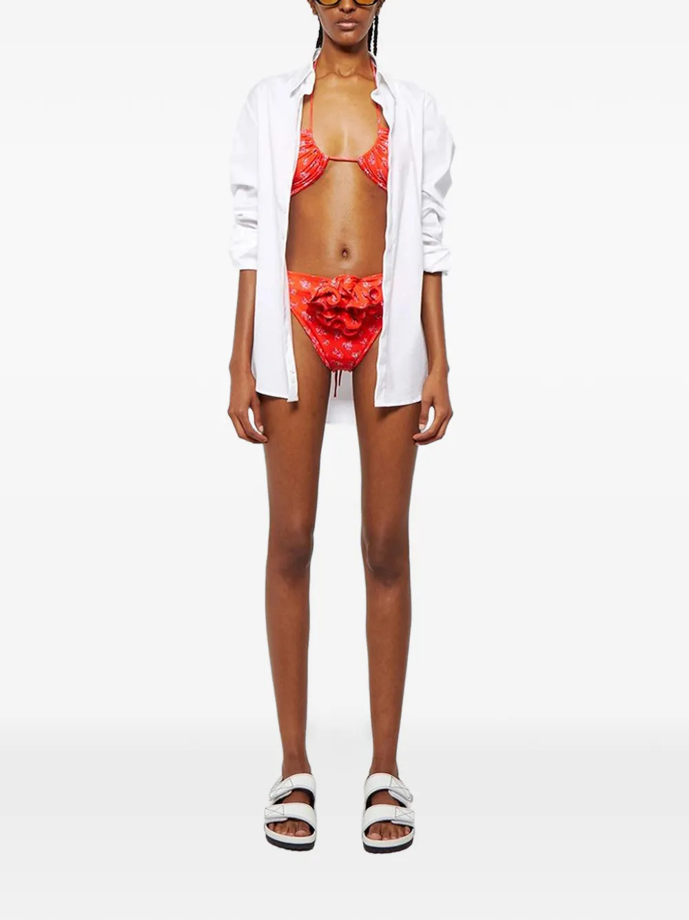 Magda Butrym floral-print bikini bottoms Rood