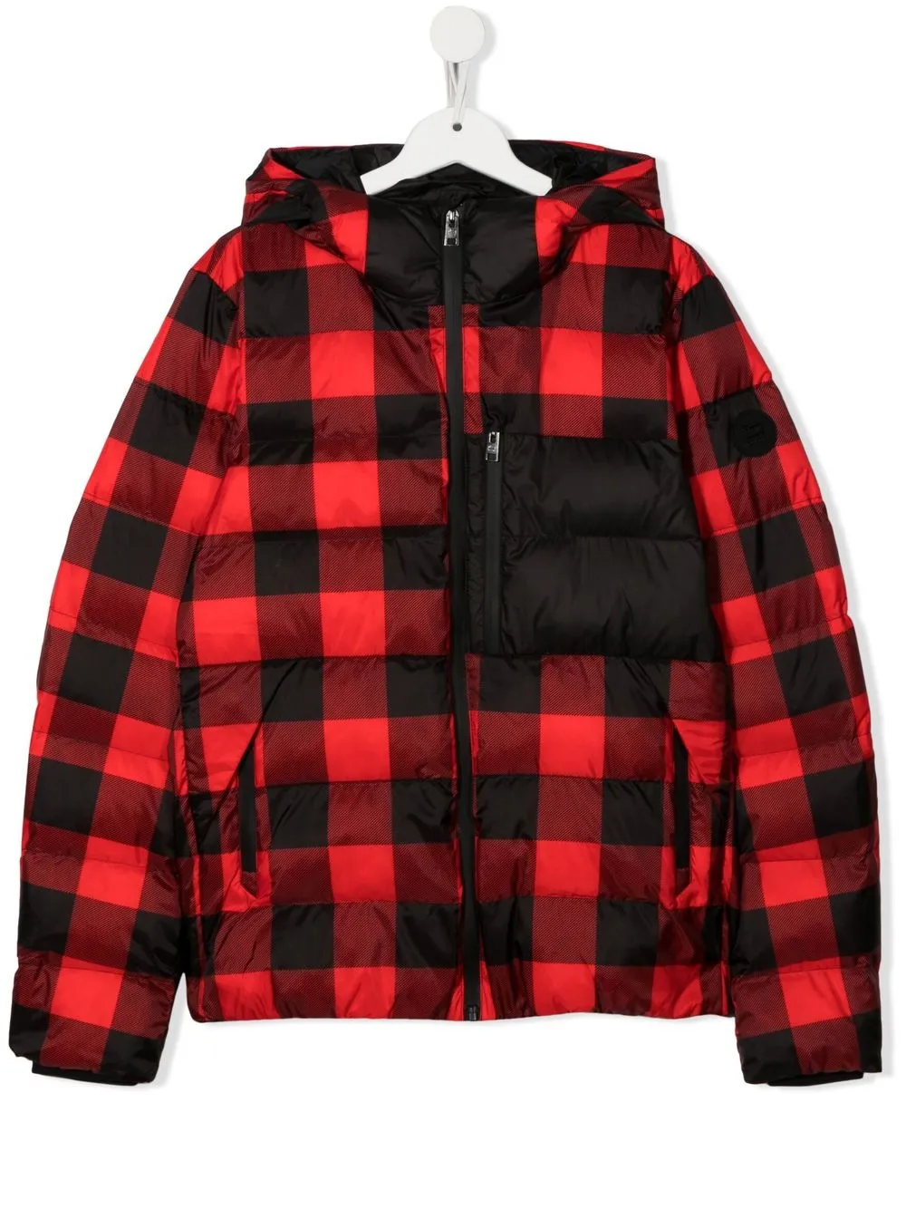 

Woolrich Kids TEEN checked puffer hooded jacket - Red