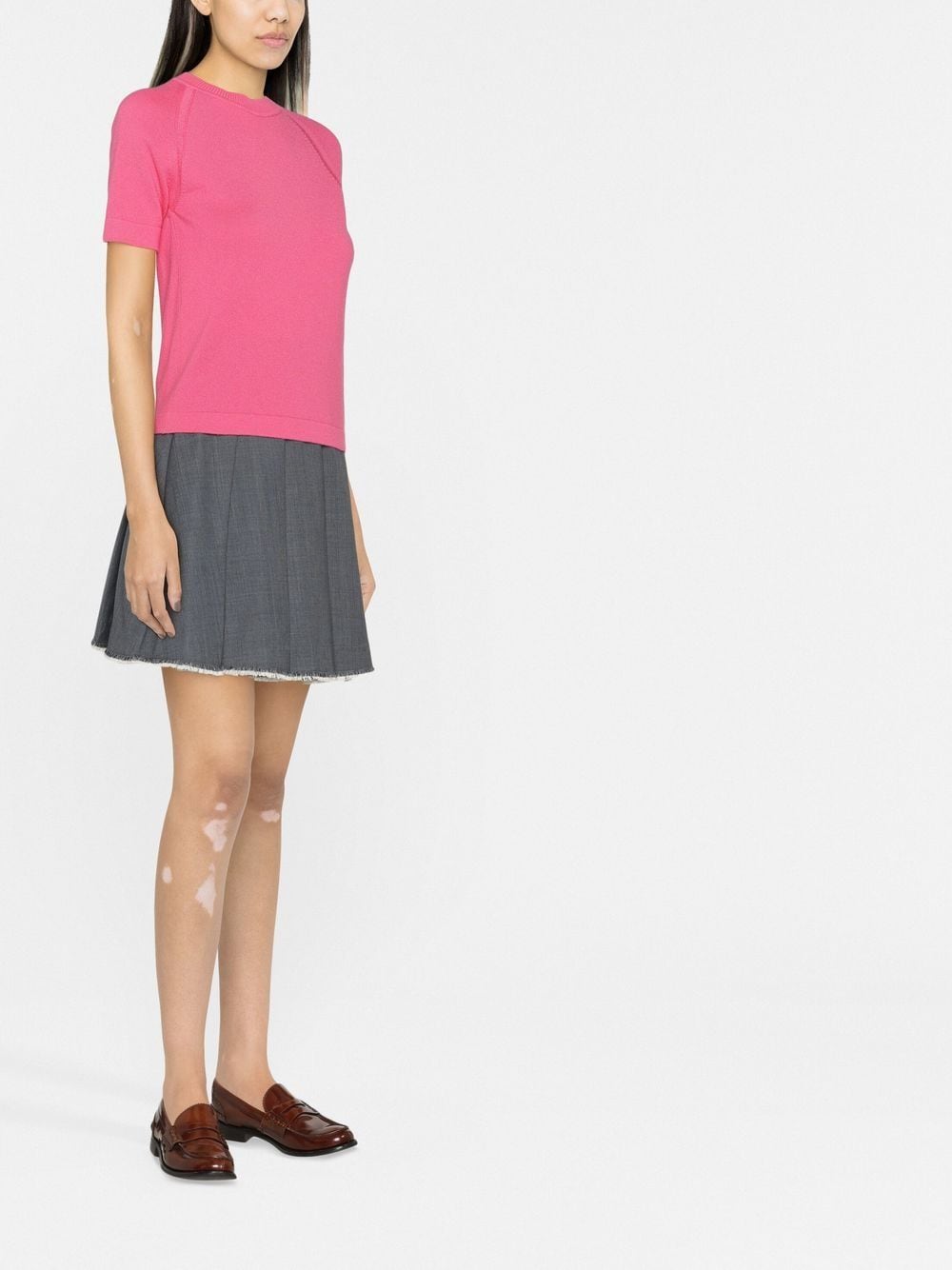 Shop Barrie Cashmere Short-sleeve Top In Pink