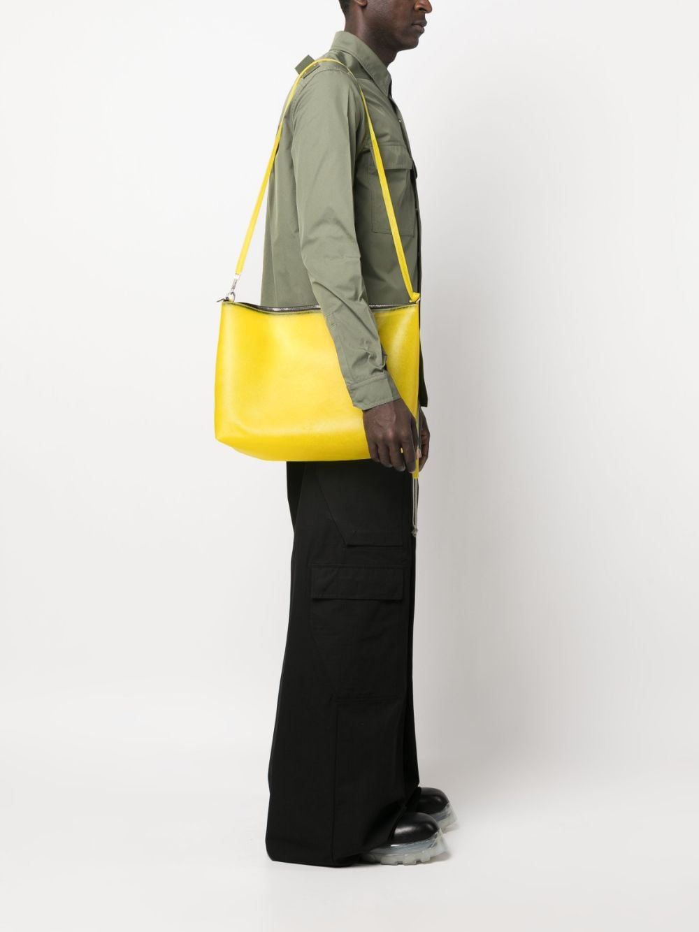 Shop Rick Owens Adri Leather Shoulder Bag In Gelb