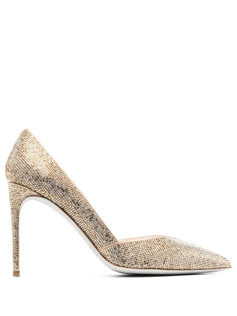 

René Caovilla zapatillas Vivienne con detalles de cristal y tacón de 100mm - Dorado