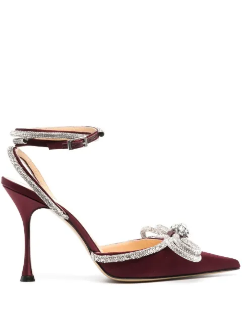 MACH & MACH Double Bow 110mm crystal-embellished pumps