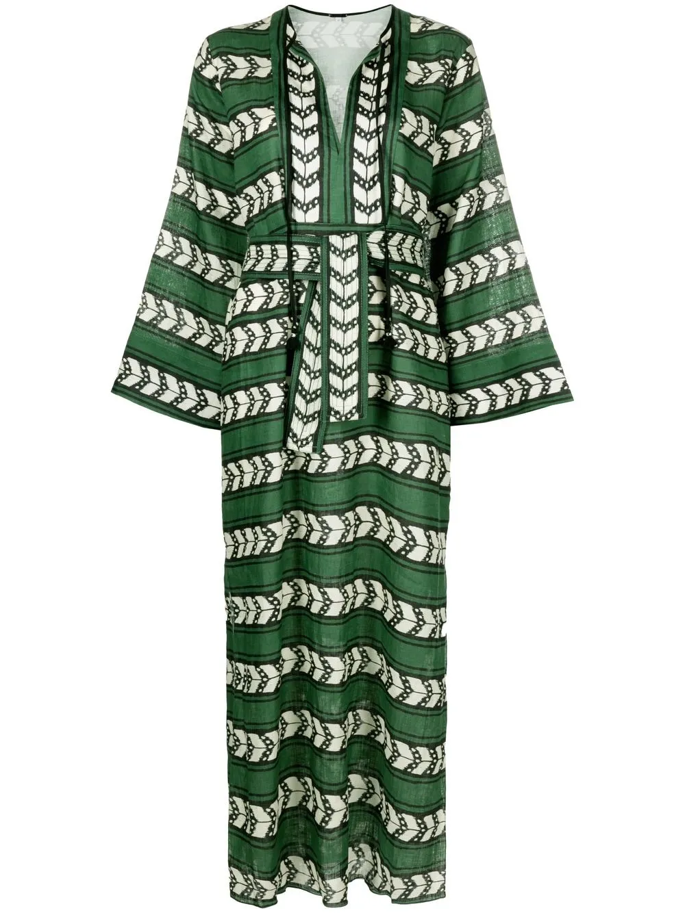 

Johanna Ortiz Origen Legendario graphic-print linen tunic dress - Green