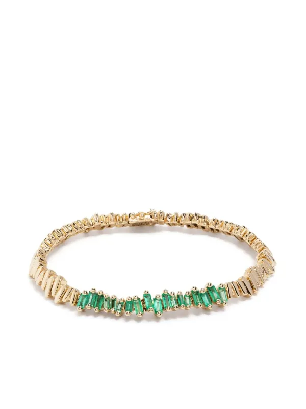 Suzanne Kalan 18kt Yellow Gold New ID Emerald Bracelet in Green
