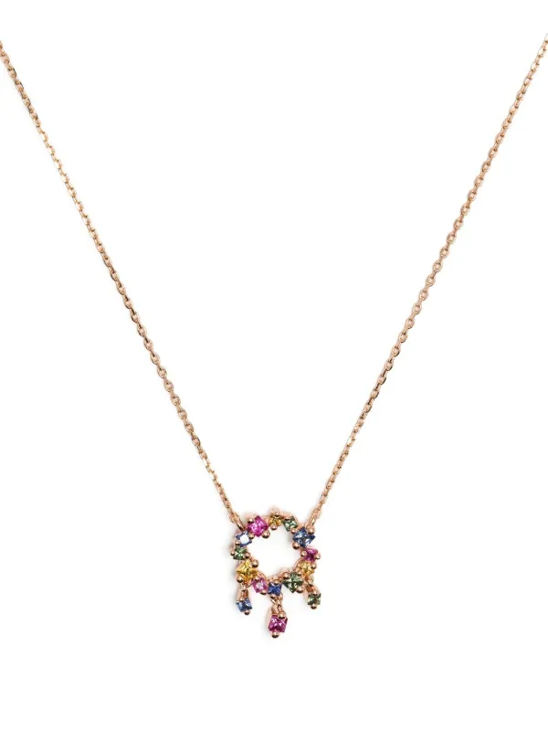 Suzanne Kalan 18kt Rose Gold Princess Rainbow Mini Sapphire Cascade Necklace