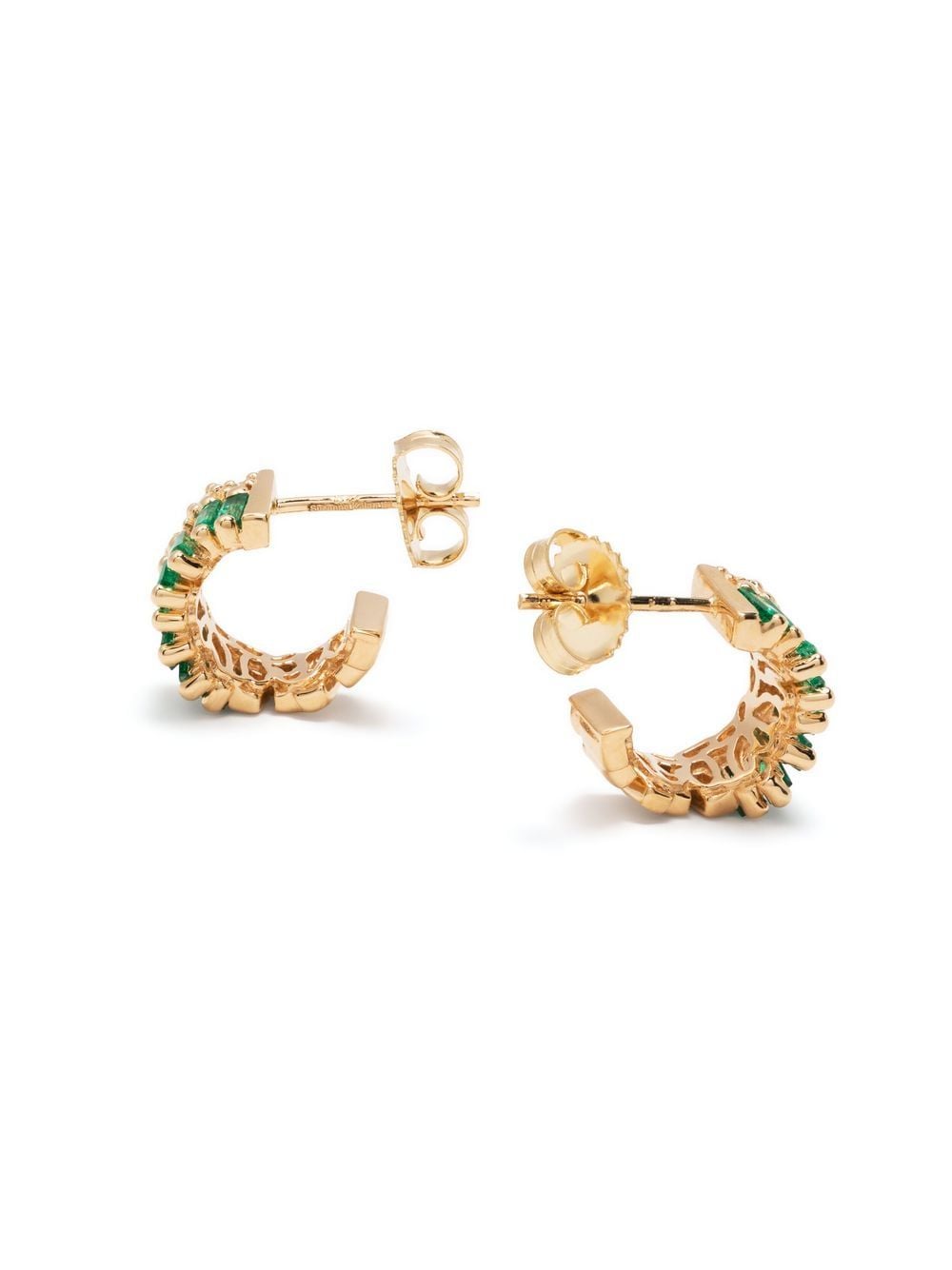 Shop Suzanne Kalan 18kt Yellow Gold Short Stack Emerald Mini Earrings