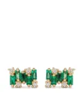 Suzanne Kalan 18kt yellow gold diamond and emerald stud earring