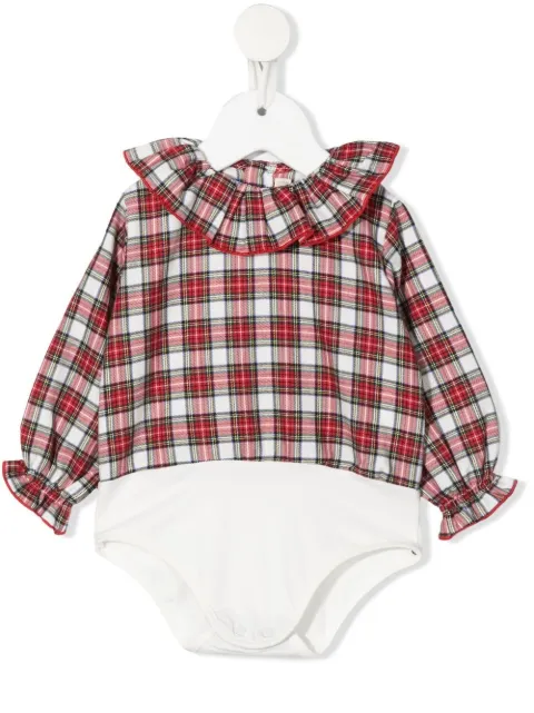 La Stupenderia checked poet-sleeve babygrow