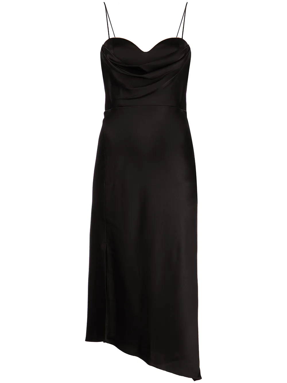 

alice + olivia asymmetrical satin slip dress - Black