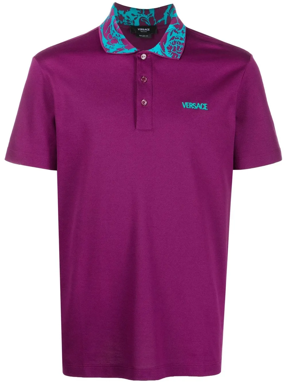 

Versace logo-embroidered cotton polo shirt - Purple