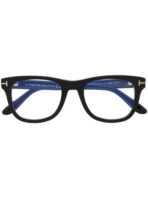 TOM FORD Eyewear نظارة بإطار مربع وبروش شعار الماركة