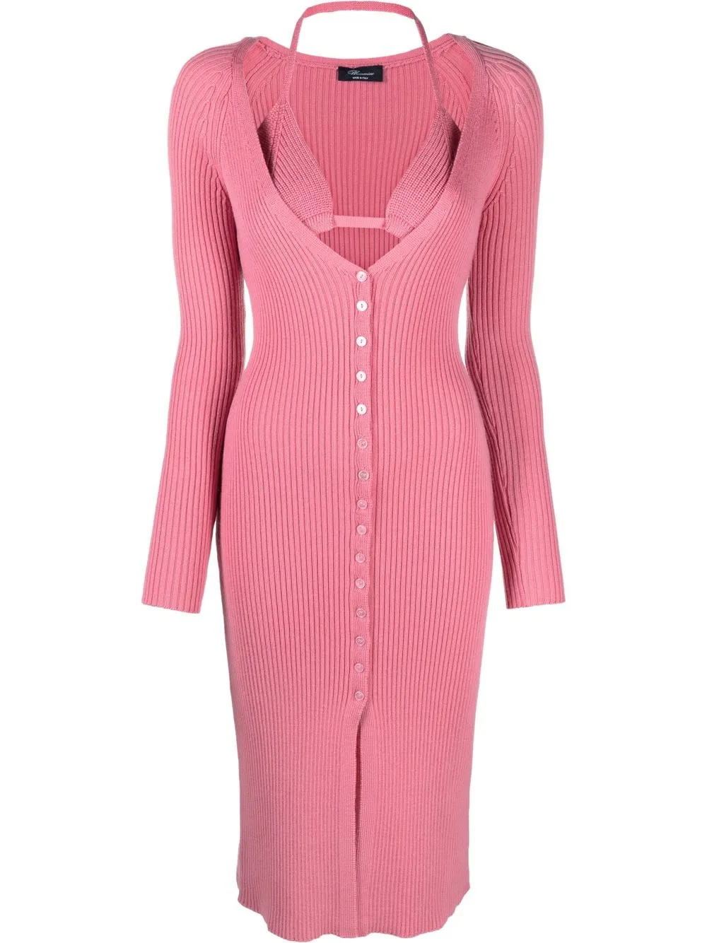 

Blumarine vestido tejido con cuello en V - Rosado