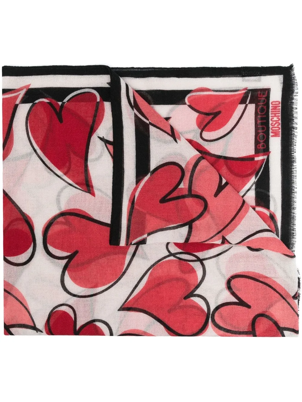 

Moschino heart-print wool scarf - Red