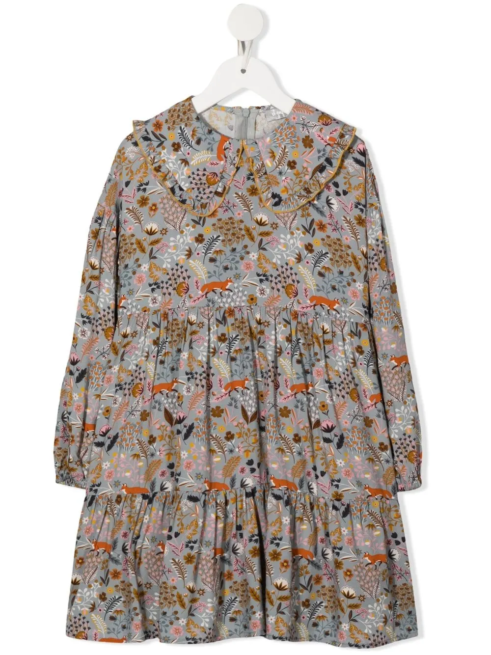 

Il Gufo vestido con cuello oversize y estampado floral - Gris