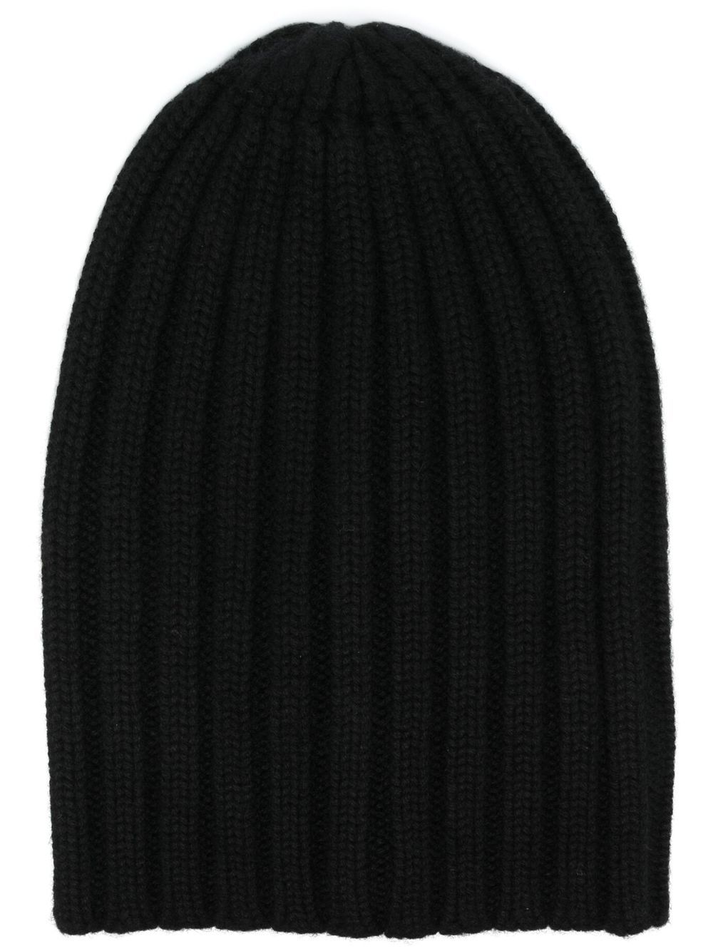 

Laneus gorro de cachemira tejido de canalé - Negro