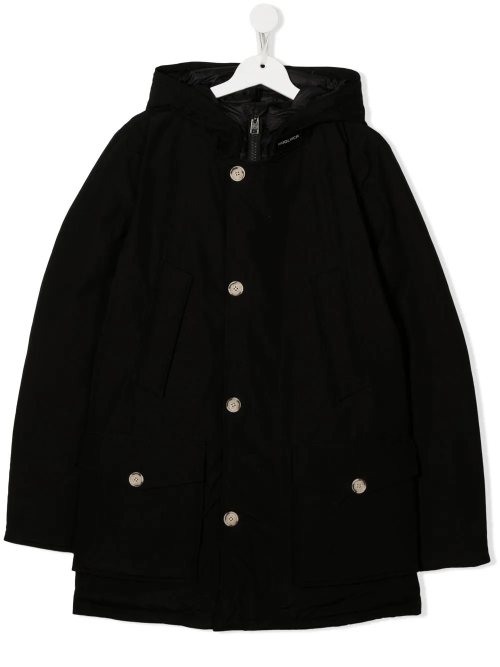 

Woolrich Kids abrigo con botones y capucha - Negro