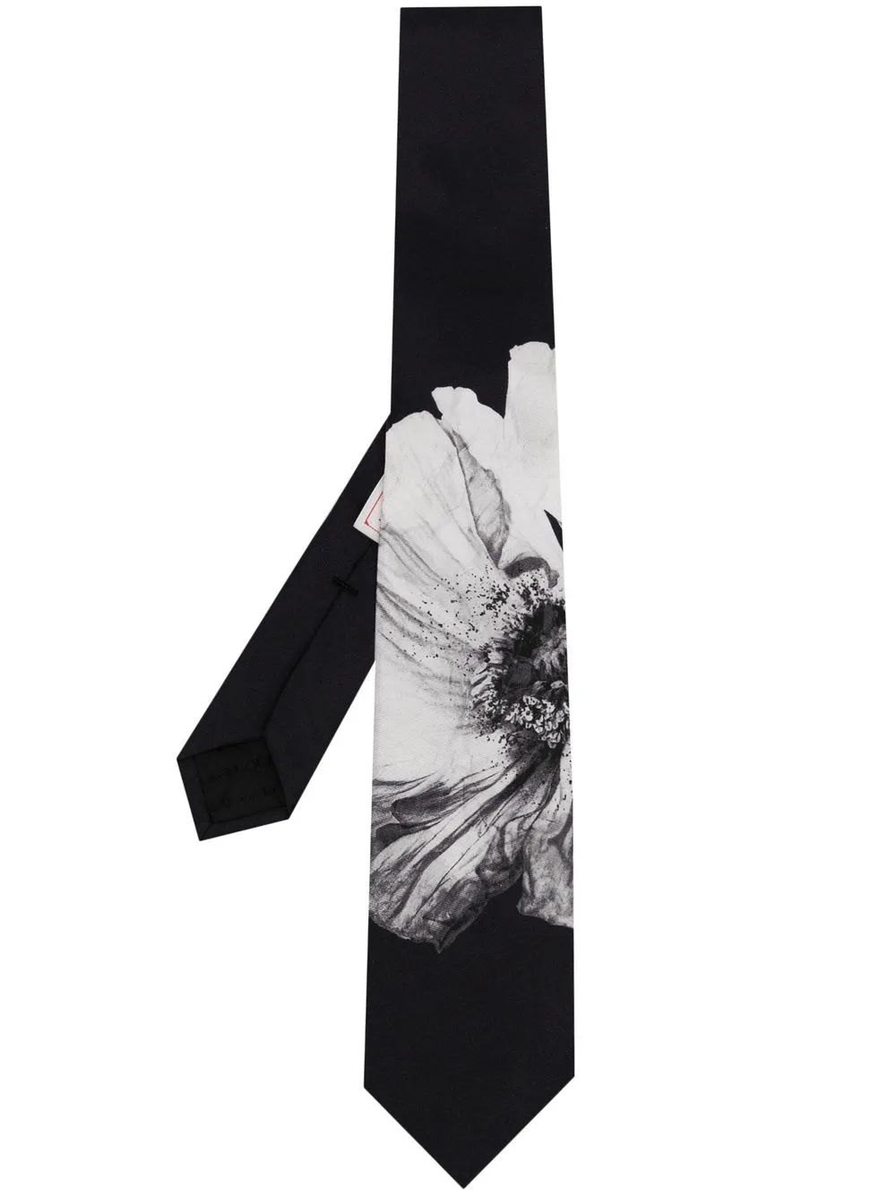 

Alexander McQueen corbata de seda con estampado floral - Negro