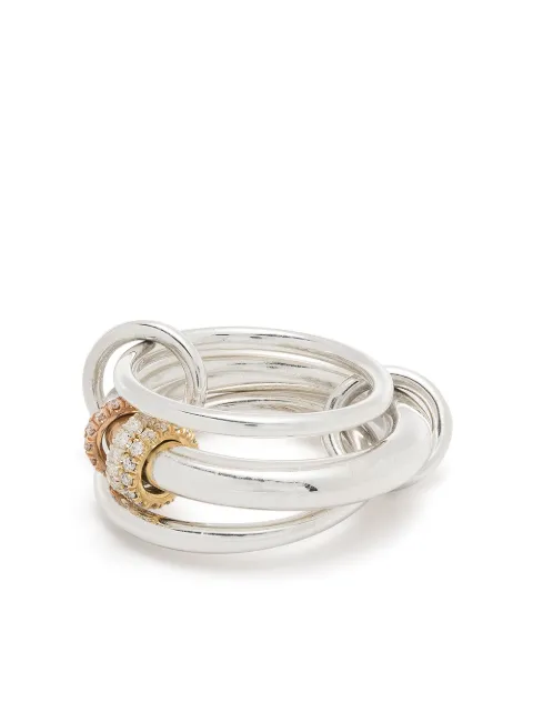 Spinelli Kilcollin 18kt rose gold Gemini SG diamond pavé liked rings