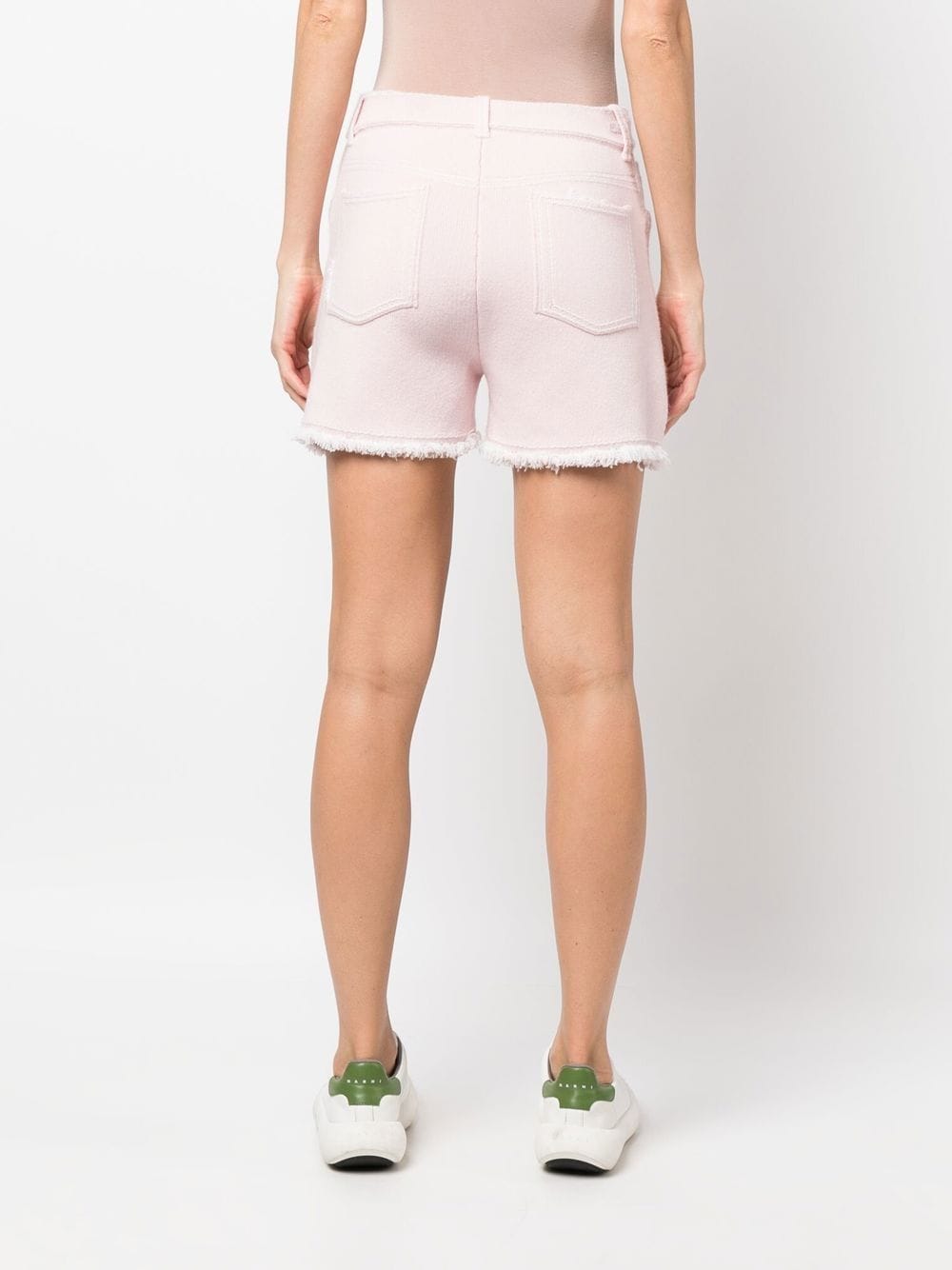 Shop Barrie Frayed-hem Knitted Shorts In Pink