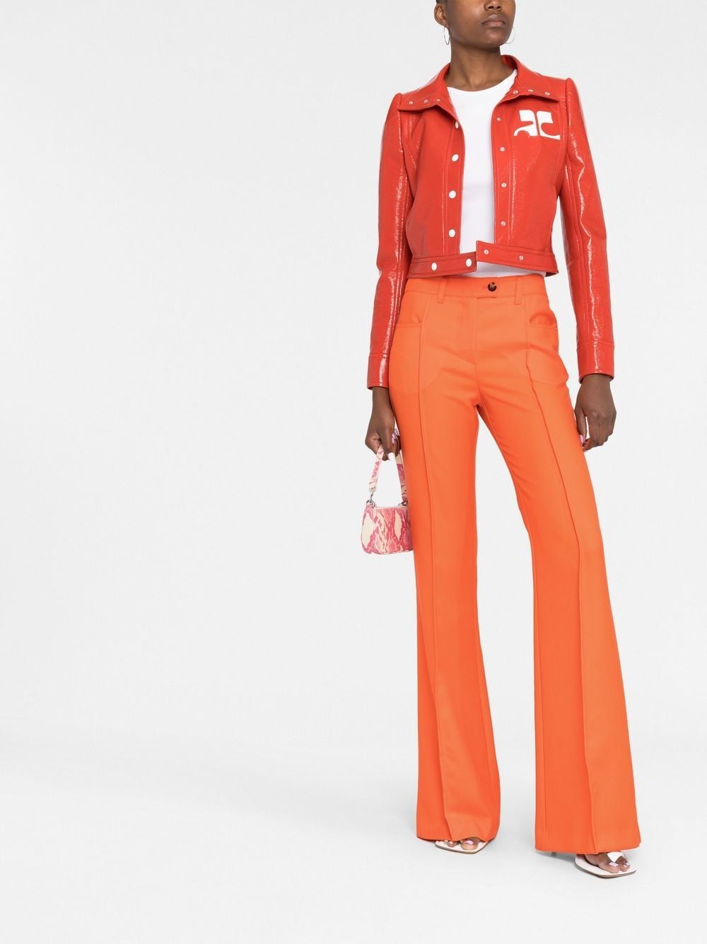 Shop Courrèges Vinyl Reedition Cropped Jacket In Red