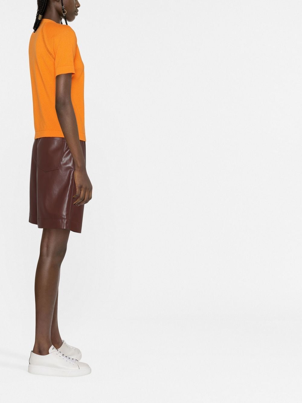 Shop Barrie Cashmere Short-sleeve Top In Orange