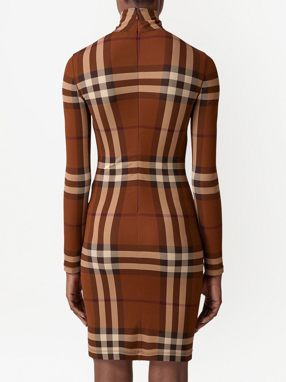 Burberry check stretch jersey funnel-neck dress Women