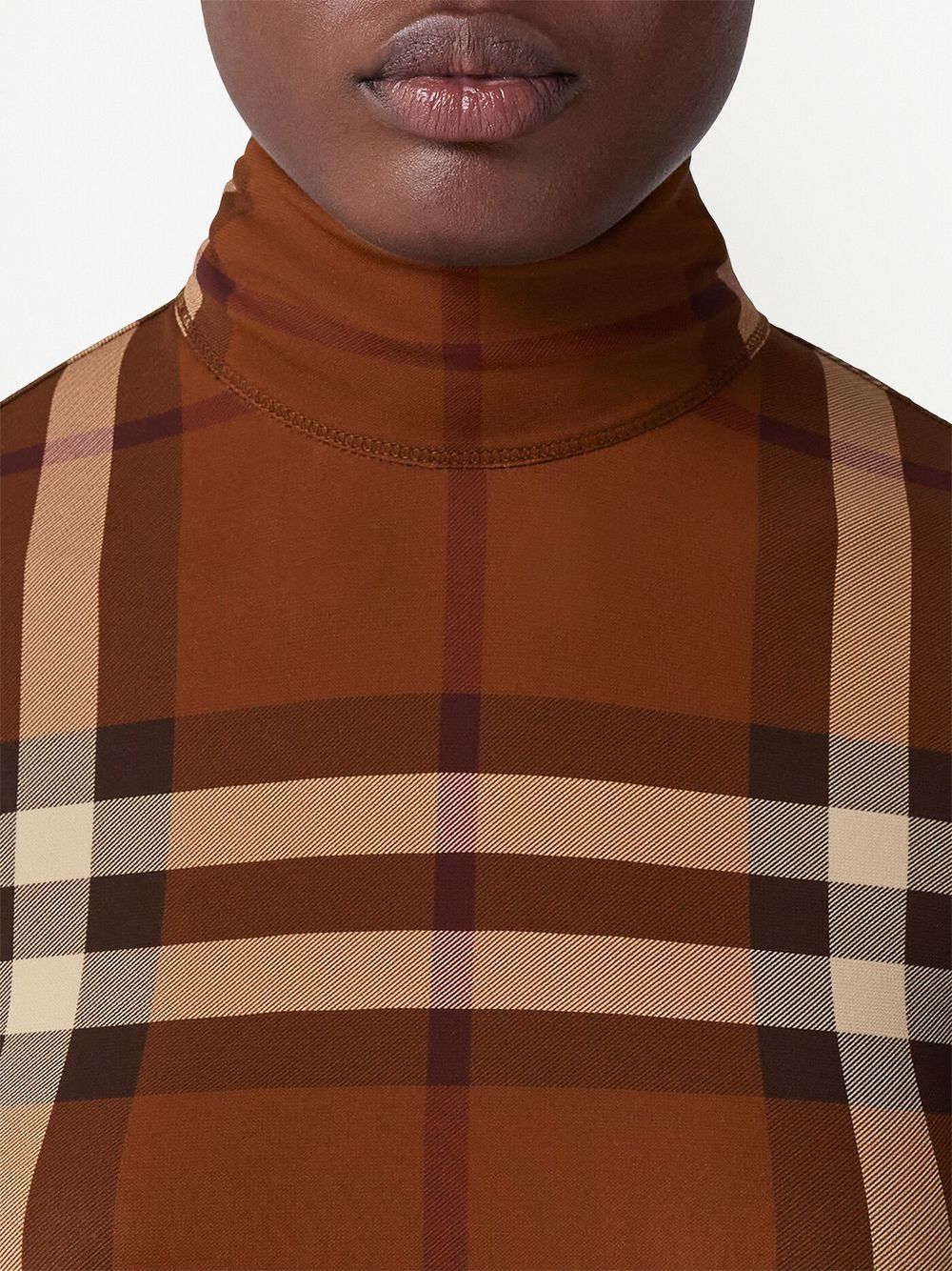 Burberry check stretch jersey funnel-neck dress Women