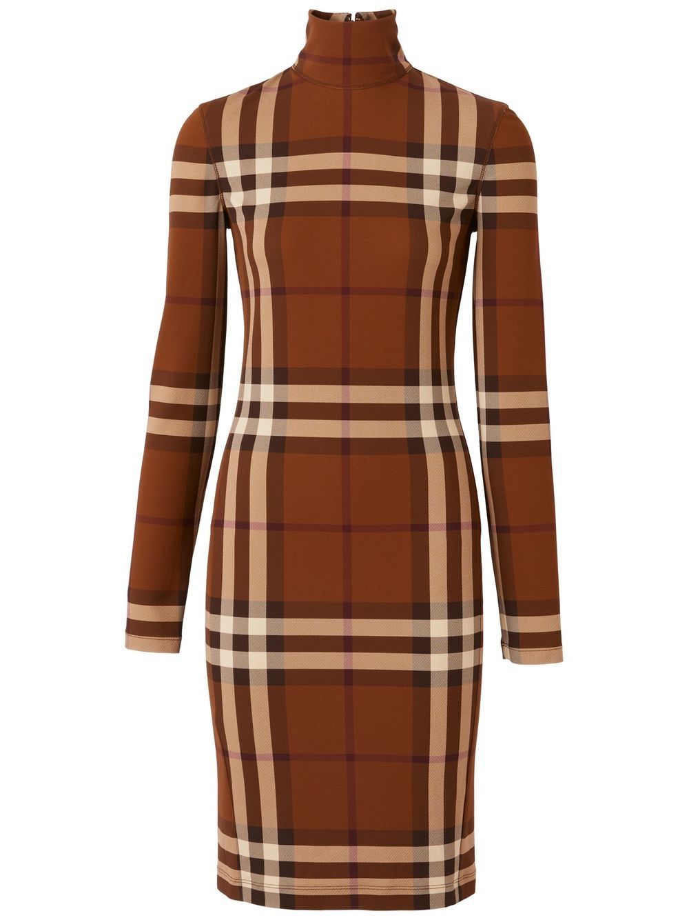 Burberry check stretch jersey funnel-neck dress Women