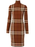 Burberry check stretch jersey funnel-neck dress - Brown